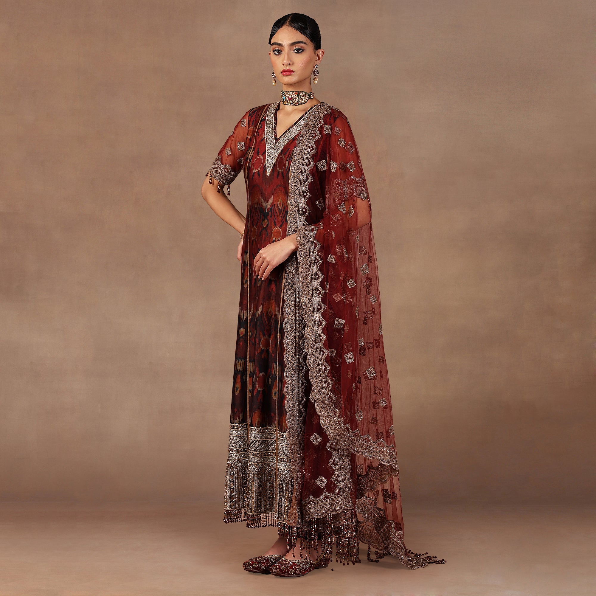 Red - Burgundy Ombre Tunic Set
