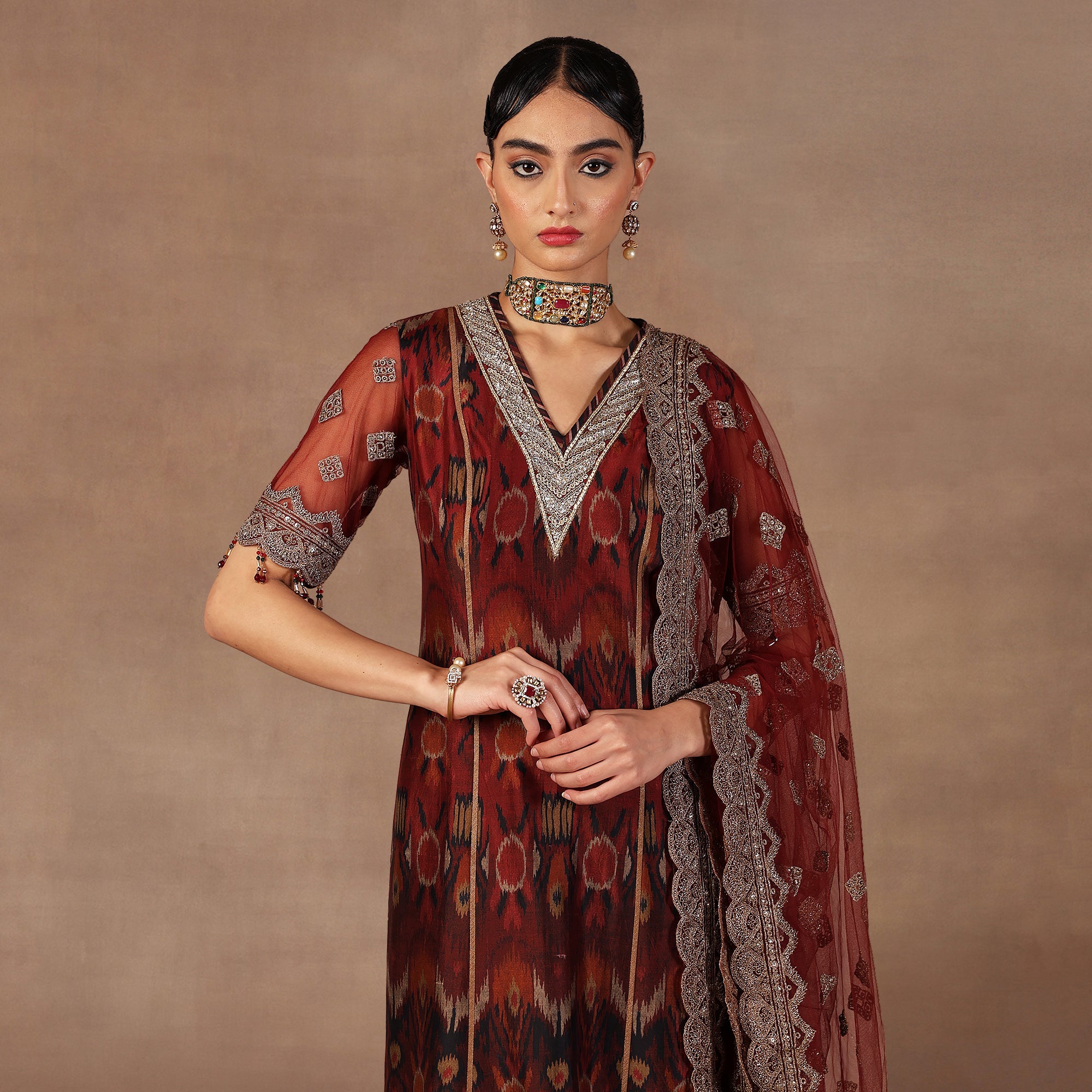 Red - Burgundy Ombre Tunic Set
