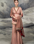 Red - Ivory Sharara Set | Baroda