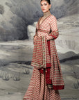 Red - Ivory Sharara Set | Baroda