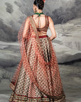 Red - Ivory Skirt Set | Baroda