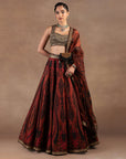 Red Jamawar Skirt Set