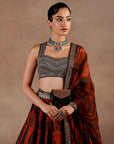 Red Jamawar Skirt Set