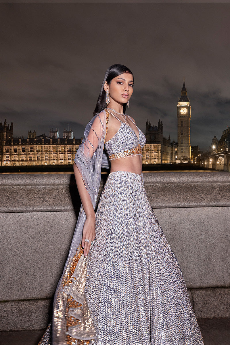 Silver Gold Sequin Lehenga Set 2