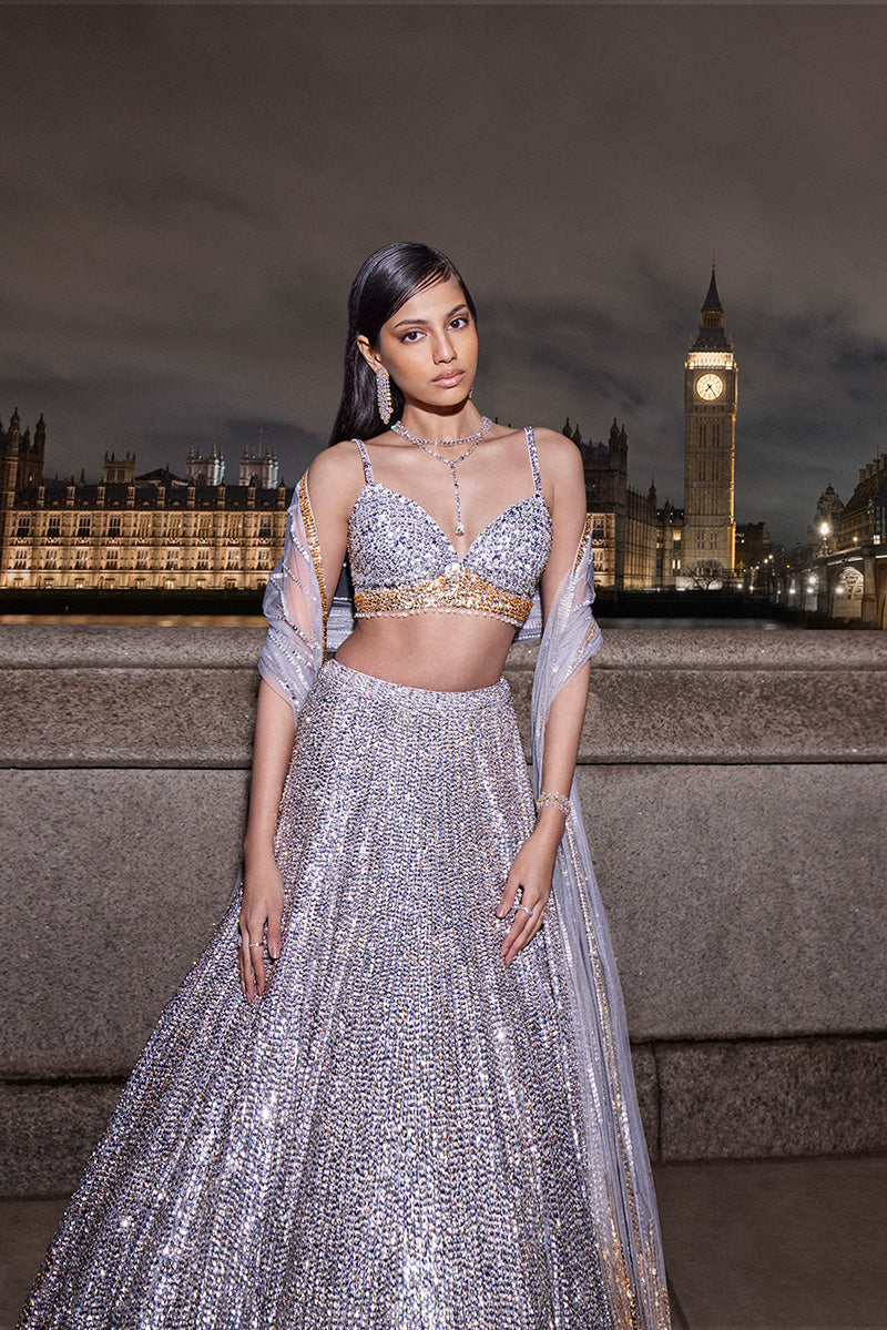 Silver Gold Sequin Lehenga Set 1