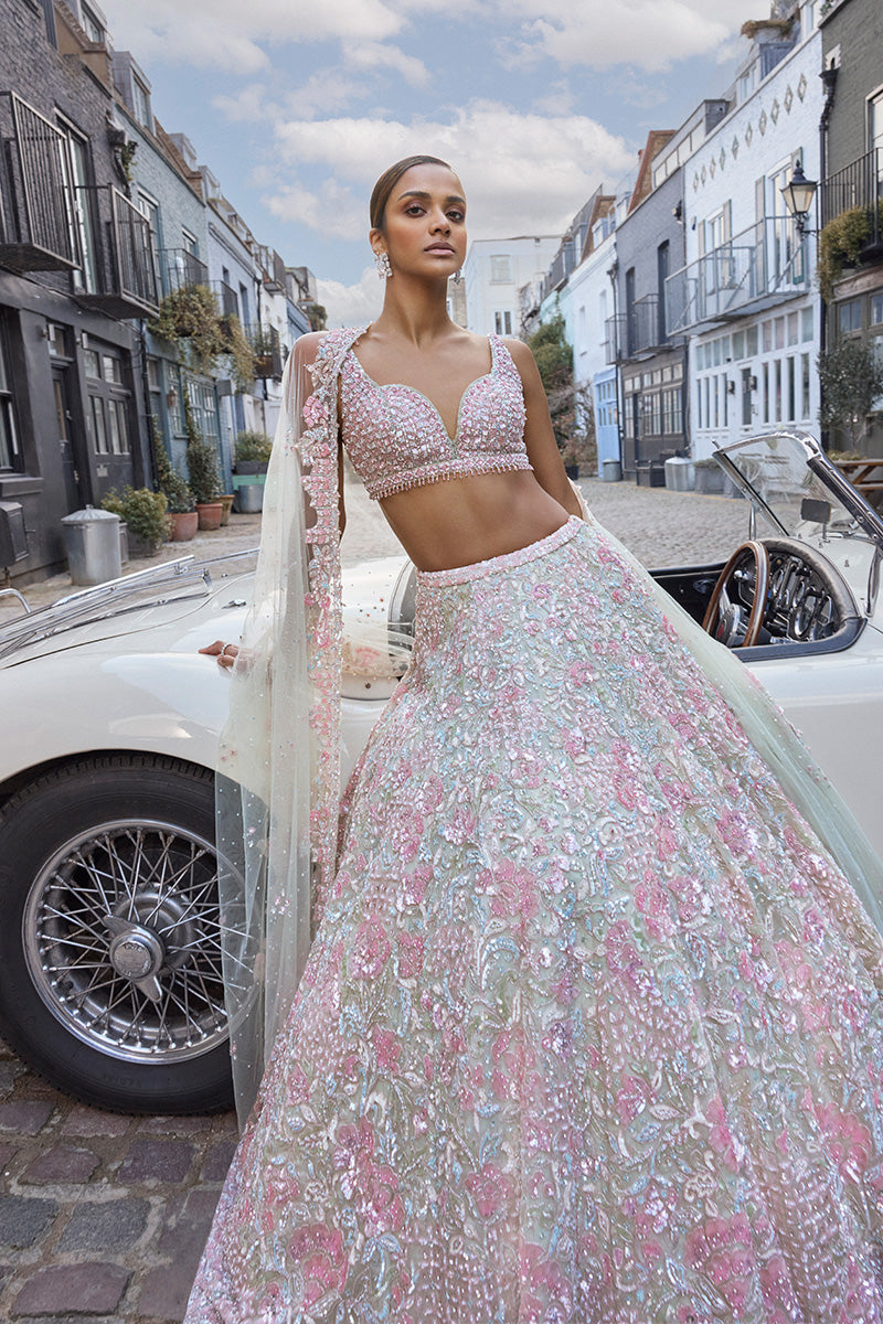 Sea Green Sequin Lehenga Set 1
