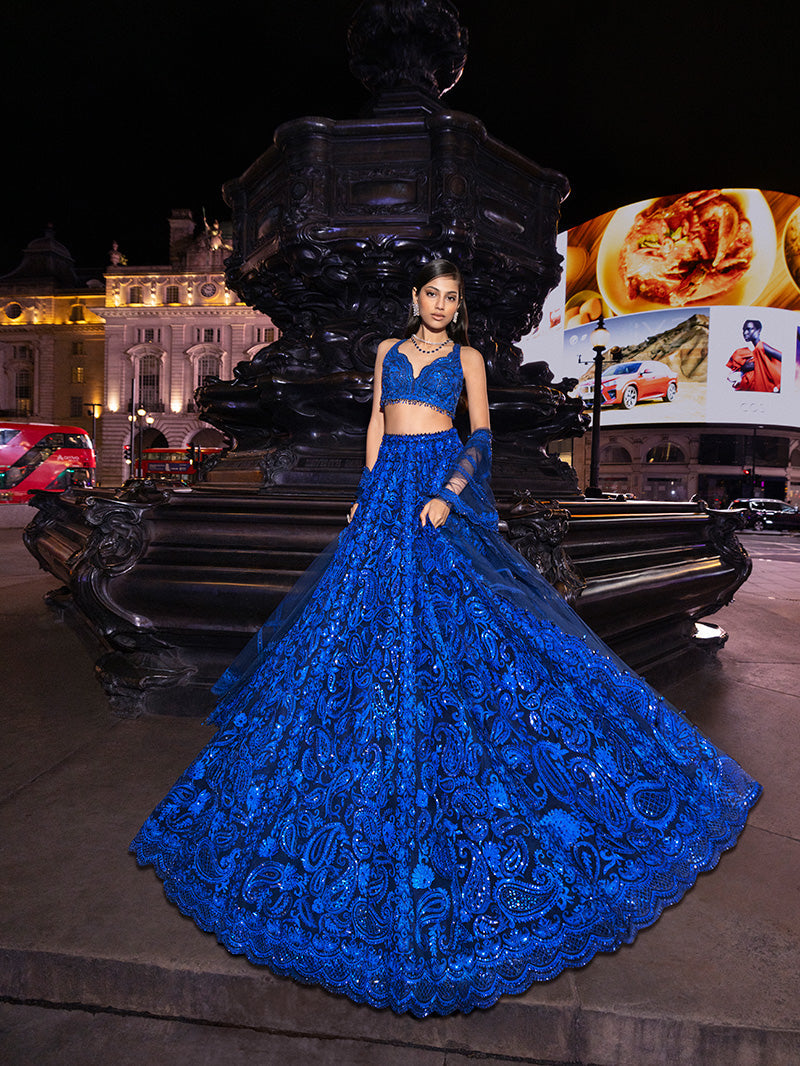 Blue Paisley Lehenga Set 1