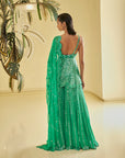 Green Mirror Work Sharara Set - Ready to Ship