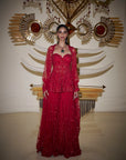 Off-Shoulder Red Sharara Set