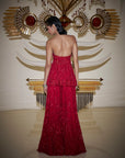 Off-Shoulder Red Sharara Set