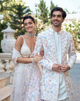 Multi-Coloured Open Sherwani Set