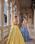 Yellow Cut Work Lehenga Set