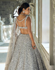 Silver Sequin Lehenga Set