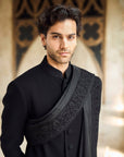 Black Thread Work Sherwani Set