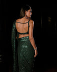 Emerald Green Ombre Sequin Georgette Saree