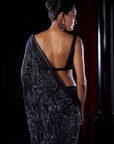 Midnight Blue Crystal Georgette Saree