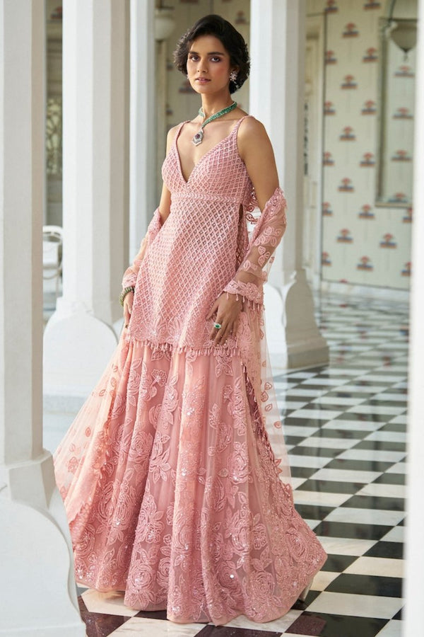 Pink Dori Sharara Set Full