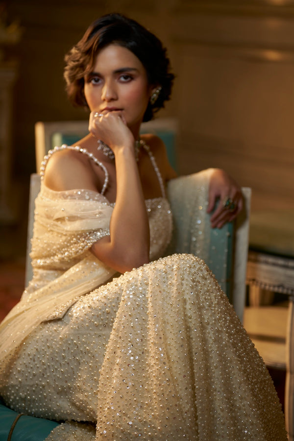 Ivory Pearl Sharara Set Full 2