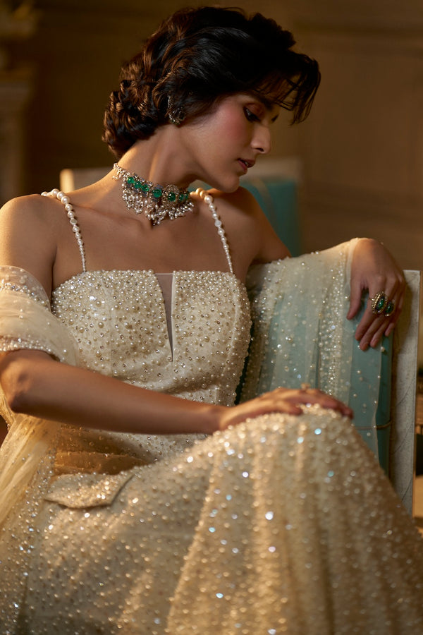Ivory Pearl Sharara Set Details