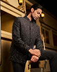 Black Bead Bandhgala Set