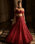 Red Off-Shoulder Lehenga Set - Ready to Ship
