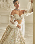 Multi-Coloured Three-Dimensional Lehenga Set