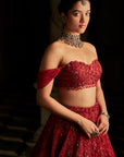 Red Off-Shoulder Lehenga Set - Ready to Ship