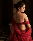 Red Off-Shoulder Lehenga Set - Ready to Ship