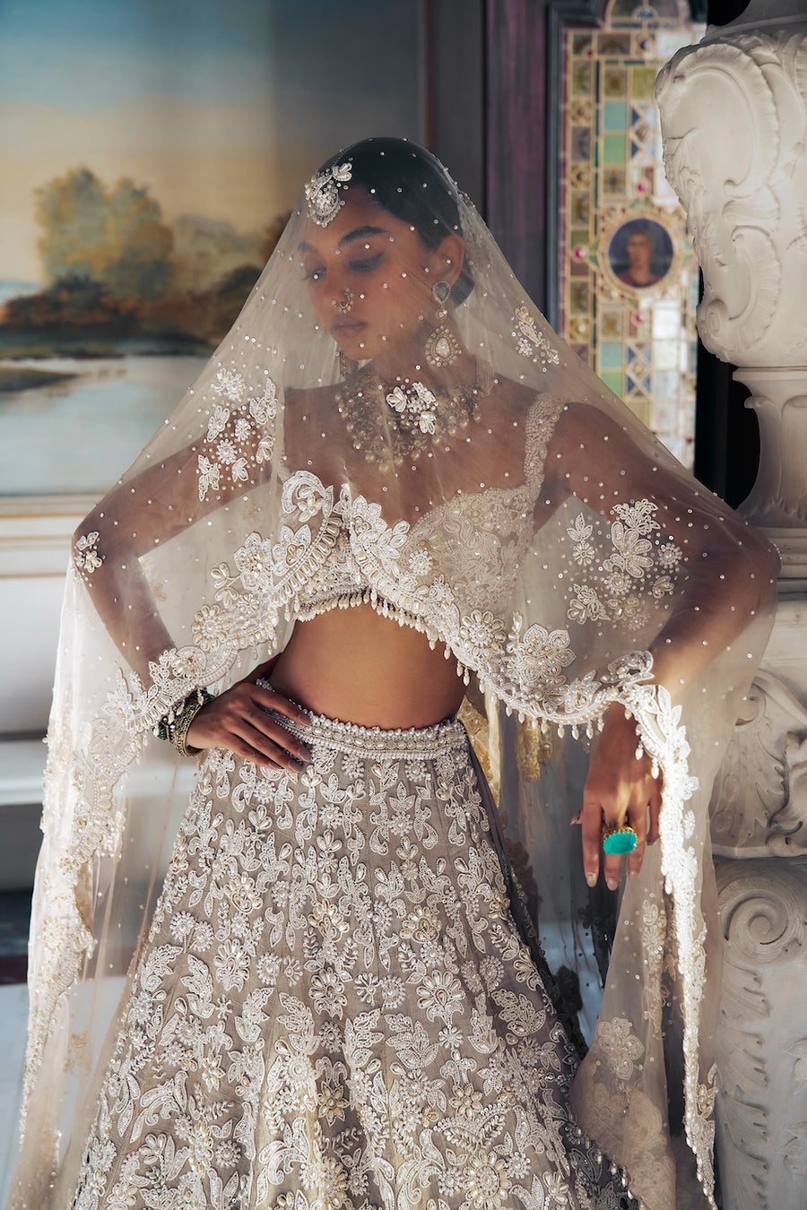 Nude Pearl Cut Work Lehenga Set - Ready to Ship
