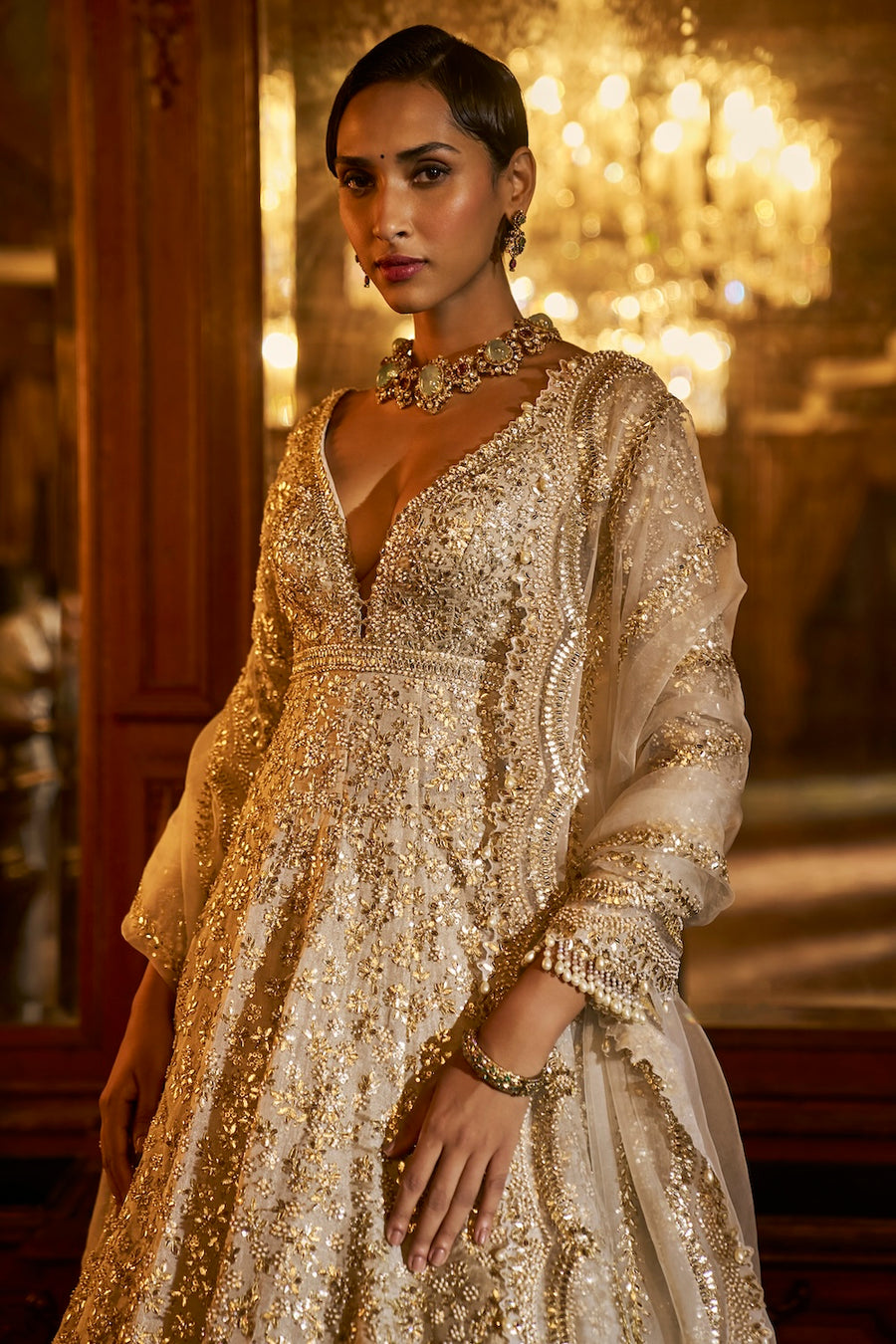Silver Gold Jacket Lehenga Set - Ready to Ship