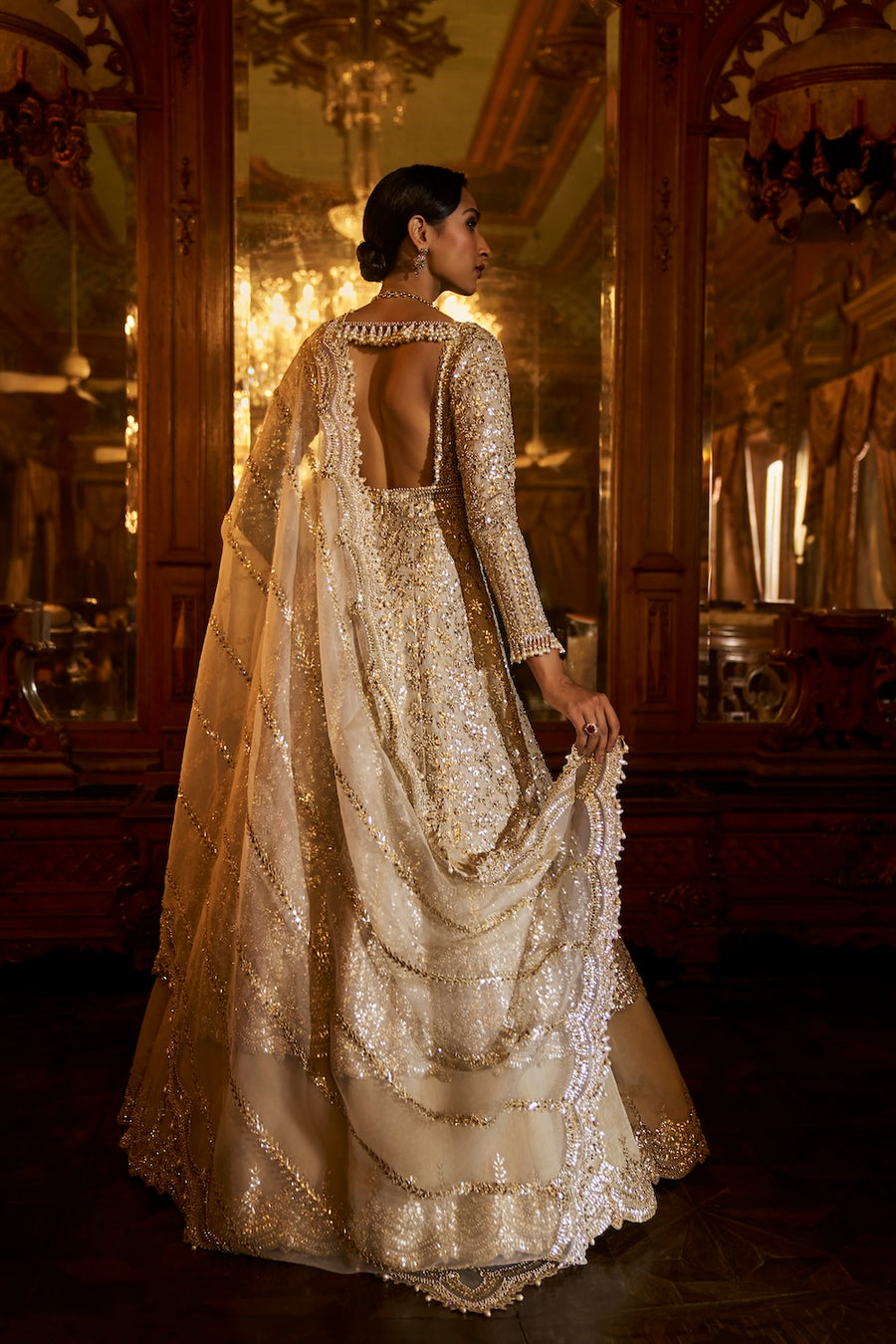 Silver Gold Jacket Lehenga Set - Ready to Ship