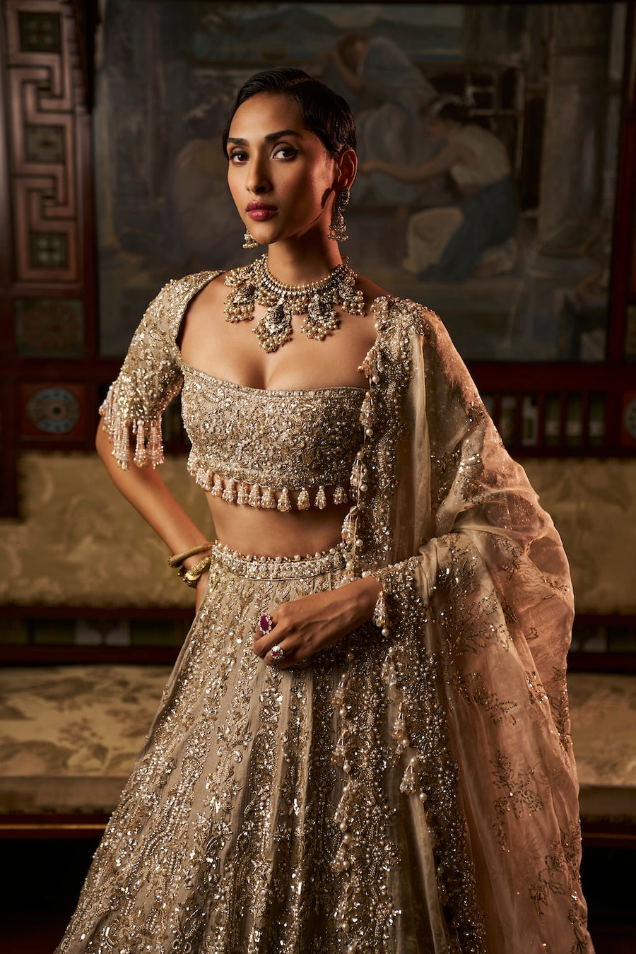 Gold Silver Tissue Lehenga Set - Ready to Ship