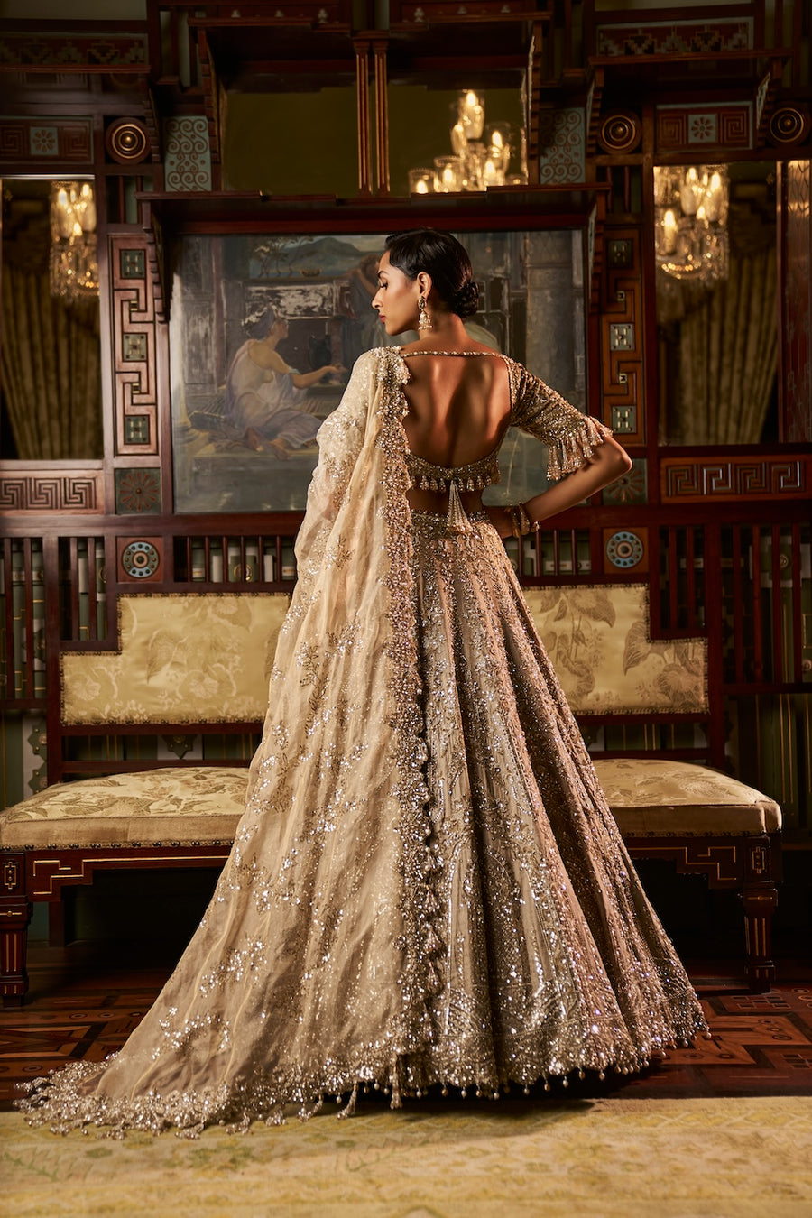 Gold Silver Tissue Lehenga Set - Ready to Ship