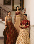 Shaahee Bandhani Skirt Cape Set
