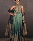 Sage - Emerald Ombre Anarkali Set | Muraqqa