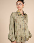 Sage Green Printed Shirt