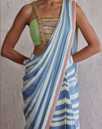 Blue Bar Saree - Ready to Ship
