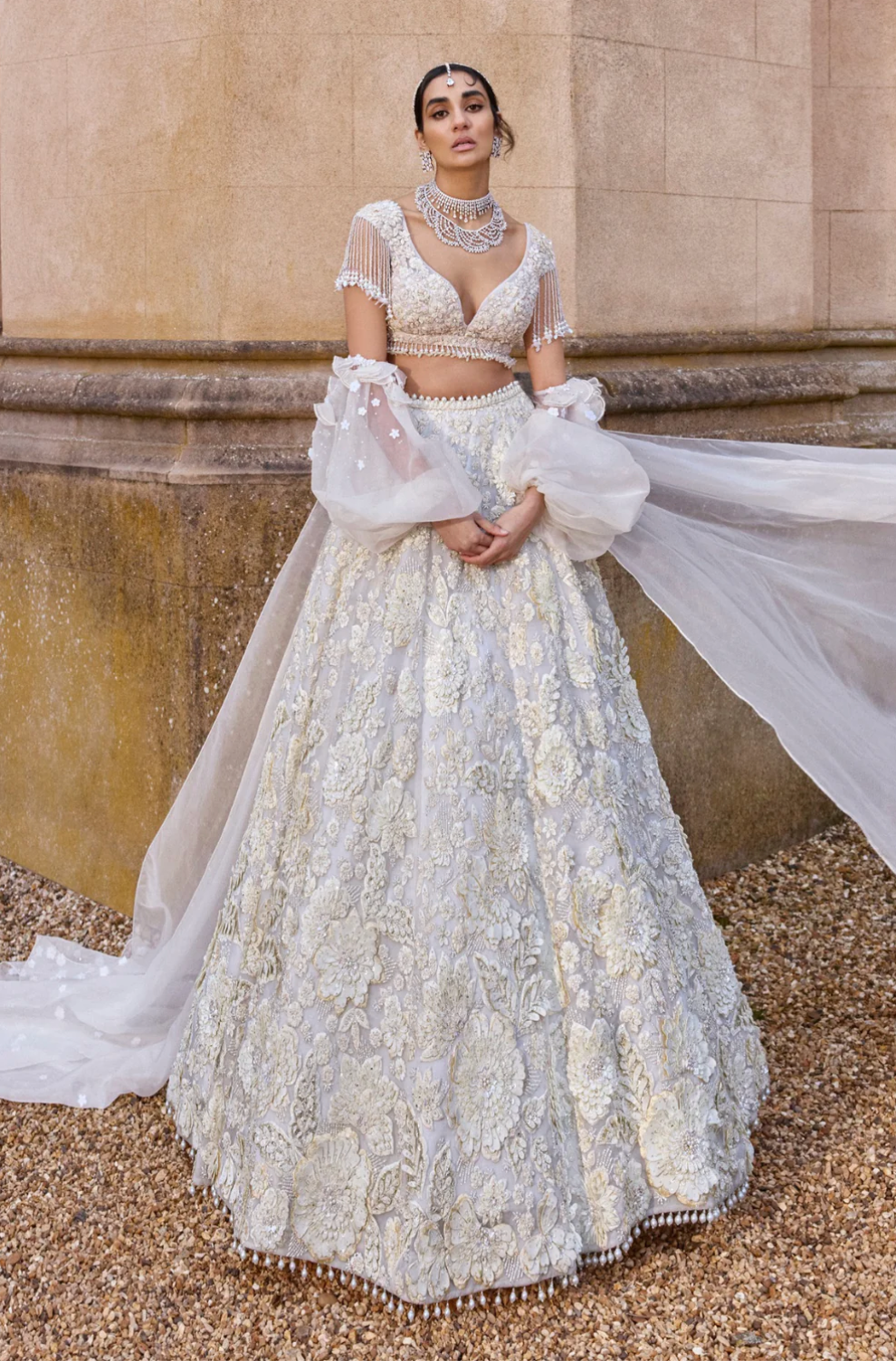Ivory Three-Dimensional Lehenga Set 1
