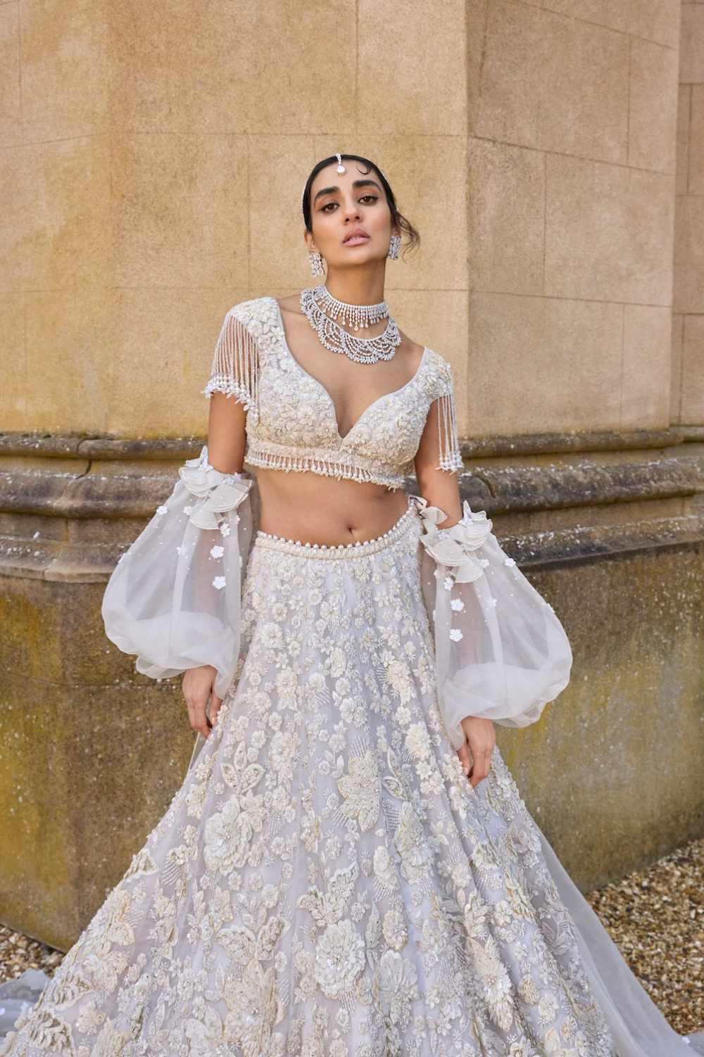 Ivory Three-Dimensional Lehenga Set 2
