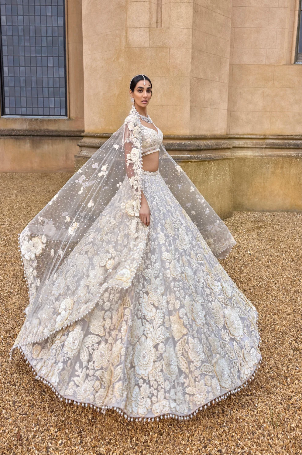 Ivory Three-Dimensional Lehenga Set 3