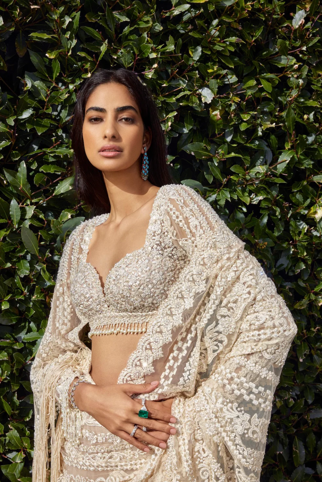 Powder Peach Stripe Saree 4