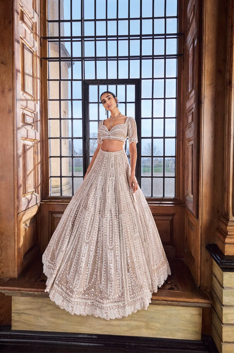Champagne Pearl Lehenga Set 1