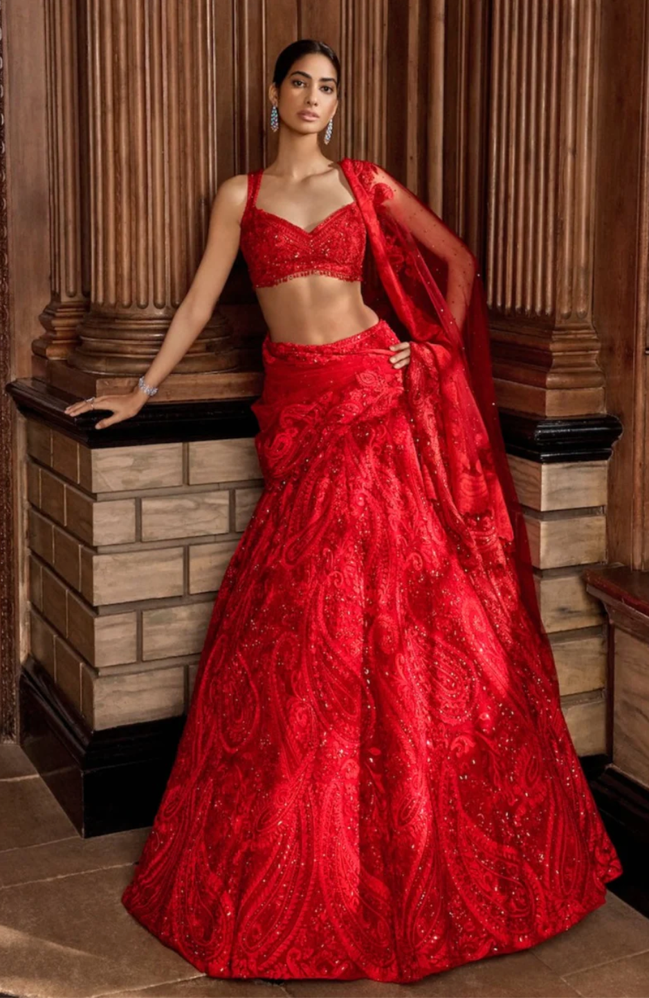 Red Paisley Lehenga Set 1