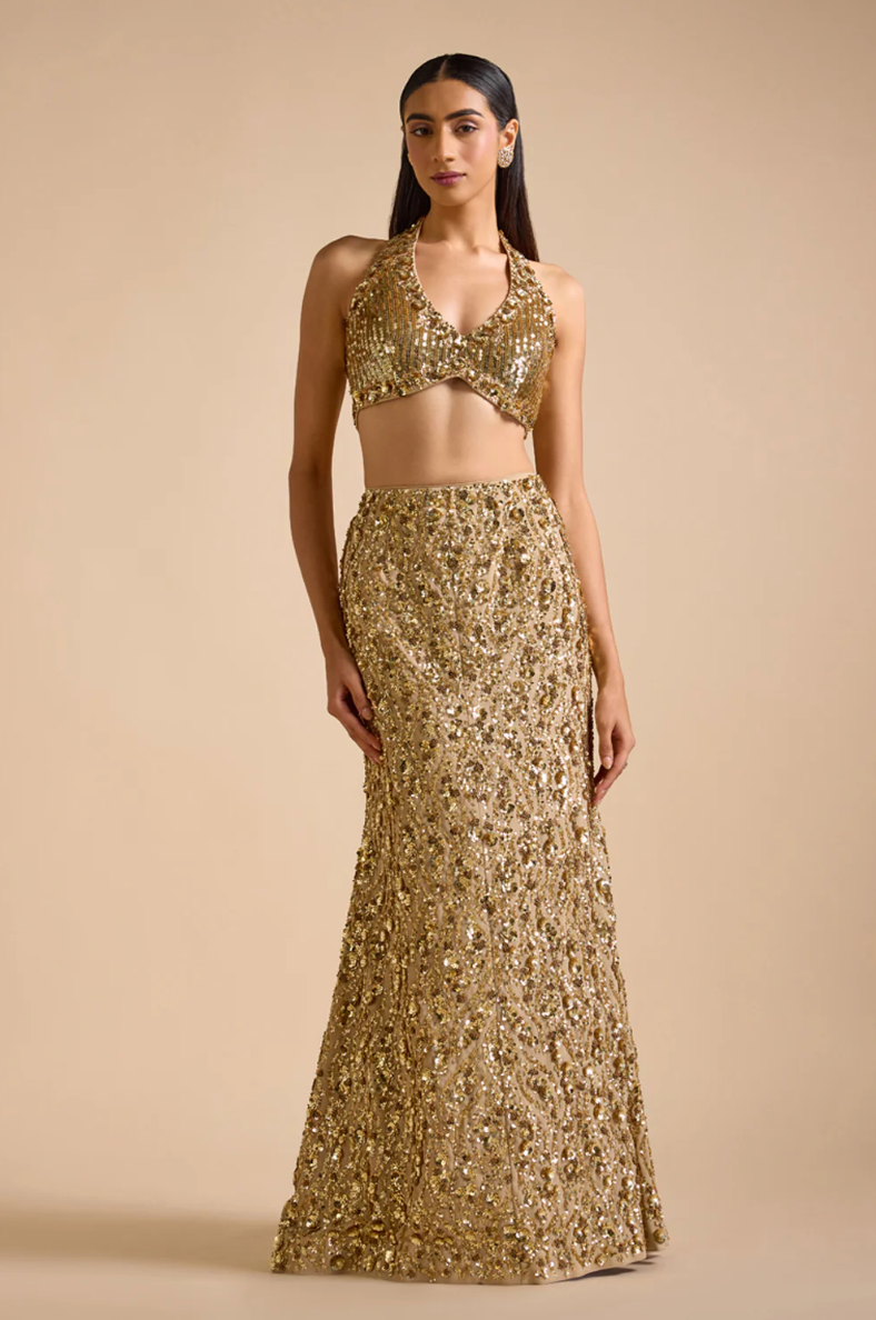 Gold Mermaid Style Skirt Set - Ready to Ship