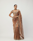 Copper Shimmer Organza Saree Set - Ready to Ship