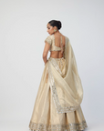 Golden Shimmer Organza Linear Lehenga Set - Ready to Ship