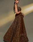 Copper Gold Corset Lehenga Set