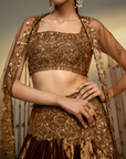 Copper Gold Embroidered Lehenga Set