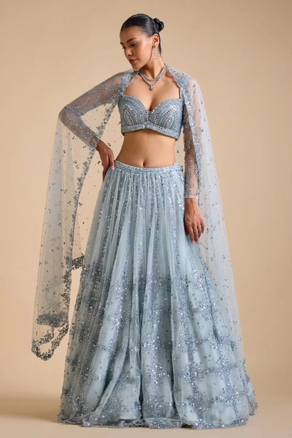 Ice Blue Lehenga Set - Ready to Ship