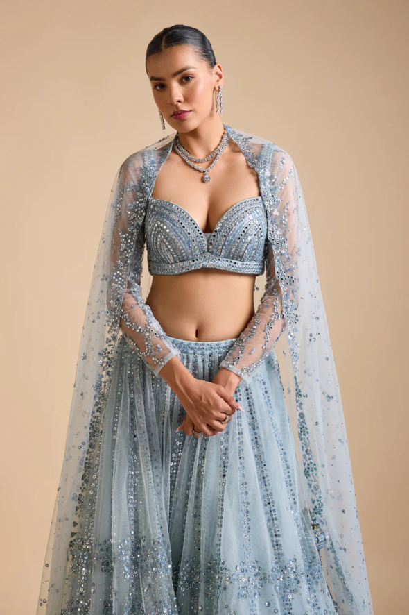 Ice Blue Lehenga Set - Ready to Ship